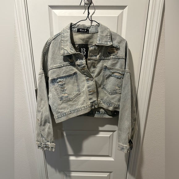 Blue B Collection rhinestone denim jacket medium/large - Picture 2 of 6